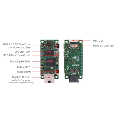 Image of Radxa Zero 3E RK3566 4-core CPU SBC, GPU, NPU, HDMI with 1080P Output, and Gigabit Ethernet Single Board Computer (Radxa Zero 3E 1GB with GPIO)