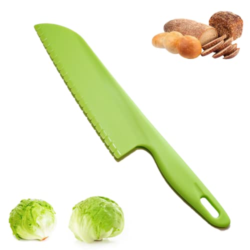Comparison: Best Knife For Cutting Lettuce 3 jawbush Professional Lettuce Knife, 11" Serrated Salad Cutter for Veggies, Fruit, Bread, Cake, Salad, Plastic Kitchen Nylon Knife for Cooking and Cutting to Prevent Turning Brown, Green
