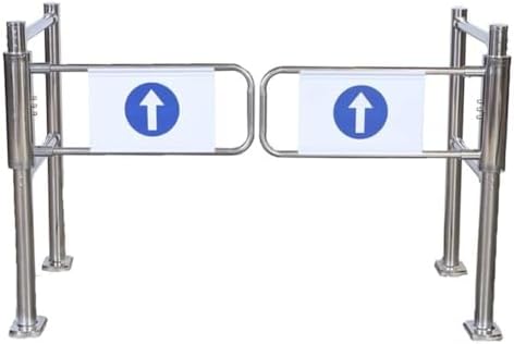 Stainless Steel Self-Closing Swing Gate with Guardrail - Automatic Rebound Mechanism, Perfect for Supermarkets, Libraries, Public Spaces, 150x102 cm, Durable Silver Finish