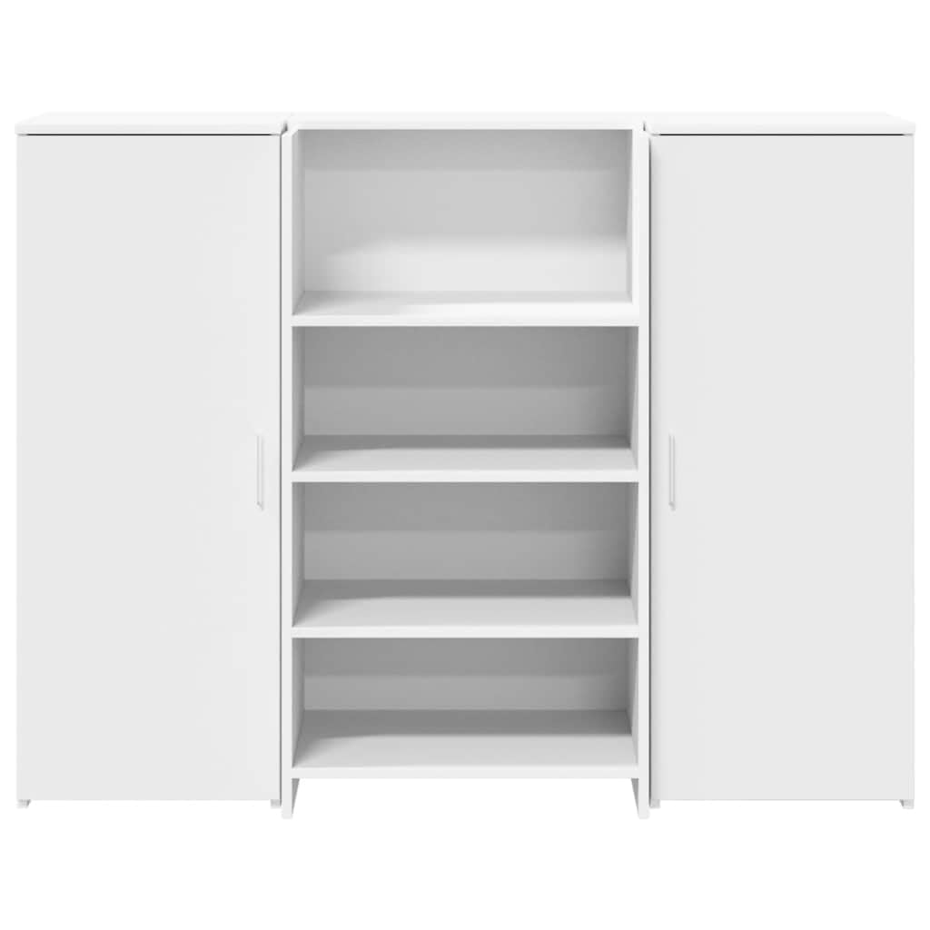 Générique Scrivania da reception bianca 135 x 50 x 103,5 cm in legno di ingegneria con piano di lavoro integrato, ampio spazio di archiviazione e armadio, ideale per ufficio, hotel, clinica o salone