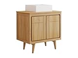 Bois de teck très résistant, Mécanisme de fermeture soft close, Multiples rangements intégrés, Supports muraux anti-basculement inclus