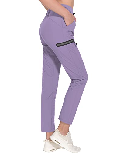Little Donkey Andy Women's Ultra Stretch Quick Dry Lightweight Ankle Pants Drawstring Active Travel Hiking Light Purple XXL