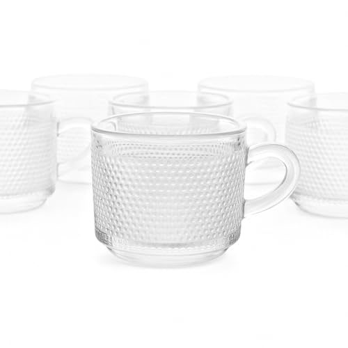 Image of Glass Cup, Set of 6 Tea /Coffee Cups, 150 ml Each, Dishwasher Safe, Crockery Set Ideal for Daily Use & Gifting, Glass