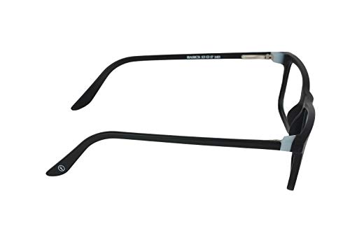 Image of Faddish Unisex Rectangular Computer Glasses with Blue Block, Anti Glare & UV Protection (BASICS CM1 BBL2|Blue Block|UV400|Matte Black) (Premium Acetate)