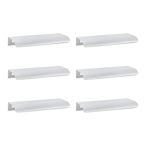 Mcredy Modern Style Concealed Tab Pull,4.72 Inch Length Hidden Finger Edge Pull Silver Kitchen Cabinet Tab Edge Pull for Furniture Hidden Drawer Handles,Pack of 6 Cover