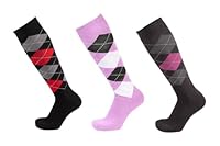 PFIFF Reitstrumpf kariert I Anthrazit-Grau-Pink,Schwarz-Grau-Rot,Lila-Schwarz-Flieder 34-36