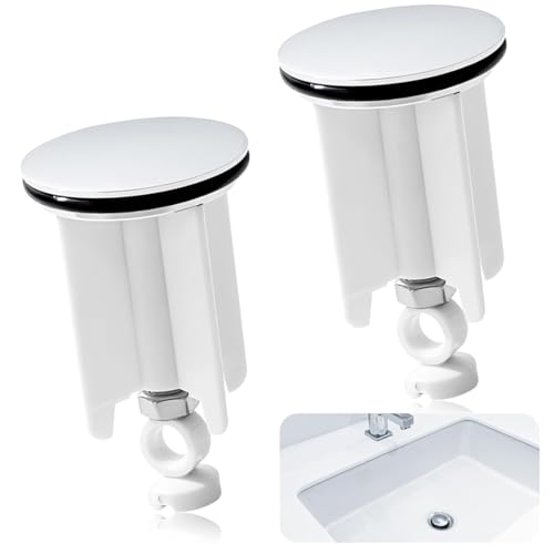 2 Pezzi Tappo Lavandino Bagno Universale,41 mm Tappi Lavandino Cucina, Saltarello Lavandino,Altezza Regolabile, Tappo di Scarico per Lavabo, Per Lavabo da Cucina e Bagno,Lavabo,Tappo Bidet
