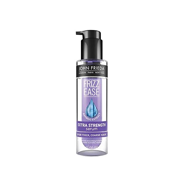 John-Frieda-Frizz-Ease-Extra-Strength-Hair-Serum-Anti-Frizz-Nourishing-Hair-Treatment-for-Dry-Damaged-Frizzy-Hair-Frizz-Control-and-Heat-Protectant-with-Bamboo-Extract-169-Ounce John Frieda Anti Frizz, Frizz Ease Extra Strength Hair Serum with Argan Oil, Anti-Humidity Spray for Hair, Nourishing Treatment for Thick, Coarse Hair, 1.69 Oz