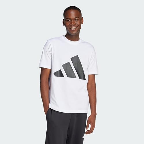 adidas Homme Essentials Big Logo Single Jersey Shirt, White/Black, S