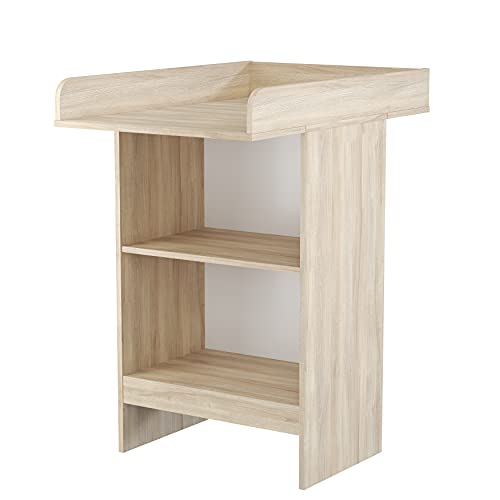 AVANTI TRENDSTORE - Lea Wickelkommode aus Holzdekor, mit aufsetzbarer Wickelfläche und 2 offenen Regalböden. Maße BHT 60x92,6x40 cm Cover