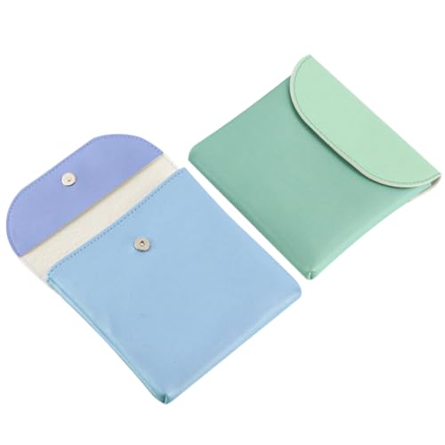 Vaguelly 2 Piezas Bolsa Portátil para Compresas Sanitarias Reutilizable Diseño de PU Duradero Colores Verde y Azul Almacenamiento Higiénico para Mujeres para Oficina y Viajes
