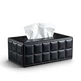 ShineHomes taschentücher Box (25×14×9.5 cm) Premium aus Wasserdichtem PU-Leder, Magnetverschluss Design Tissue (Schwarz)