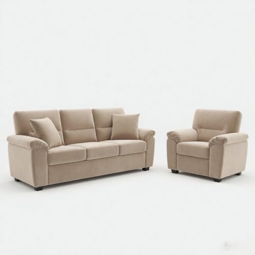 Image of Anderson 3+1 Seater Sofa for Living Room | Sectional Sofas | Premium Sofa for Living Room | 4 Seater Sofa for Home Office (Beige Fabric, 3+1 Seater)