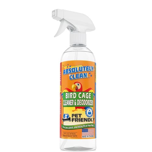 Absolutely Clean Amazing Bird Cage Cleaner and Deodorizer – Just Spray/Wipe – Safely & Easily Removes Bird Messes Quickly and Easily – Made in The US – Fragrance Free (16oz Pack of 1)