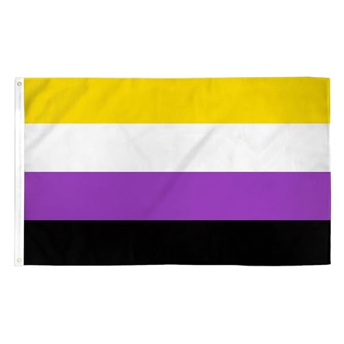 Non-Binary Pride Flag 5ft x 3ft with Brass Eyelets – Polyester LGBTQ Banner for PrideMonth Parades, Lgbtq+ Events, Home & Garden Decor