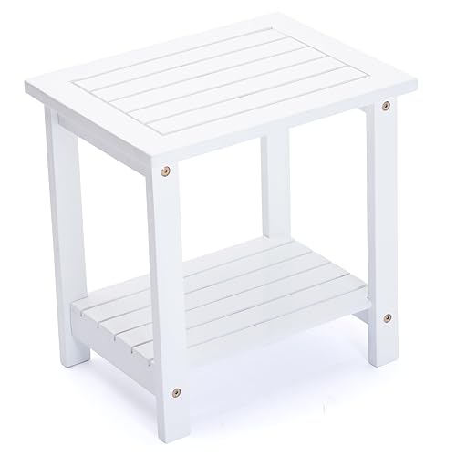 AN68 Outdoor Side Table, 2-Tier Acacia Wood End Table for