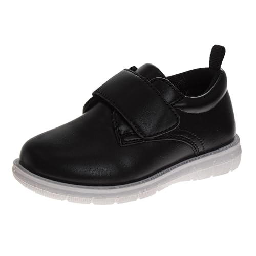 Josmo Boys Oxford School Uniform Loafer Shoe Casual Walking Comfort Dress Shoes for Boy Black White Size 7 Toddler