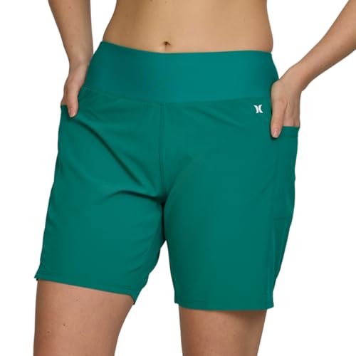 Image of Hurley 5 inch /7 inch High Waisted Swim Shorts Women, Board Shorts with Pockets & Inner Liner, Quick Dry Swim Trunk, UPF 50+