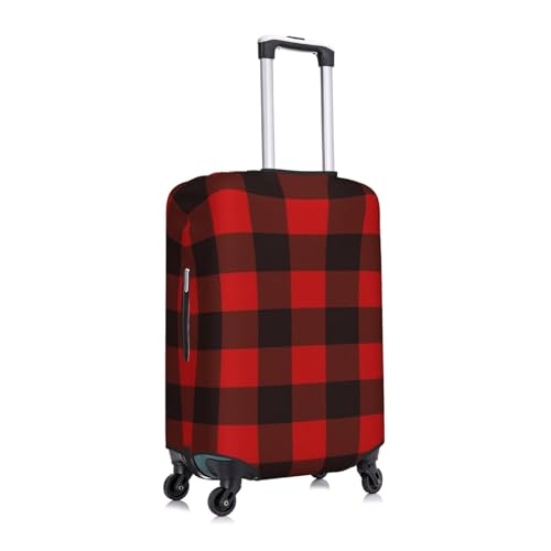 Plaid Red And Black Print Suitcase Cover Luggage Protector Washable Elastic Fashionable Travel Gear Cover3