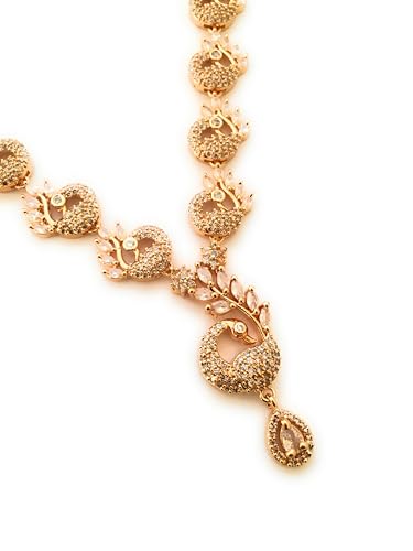 Image of Sasitrends Micro Gold Plated Peacock AD Stone Studded Jewellery Set
