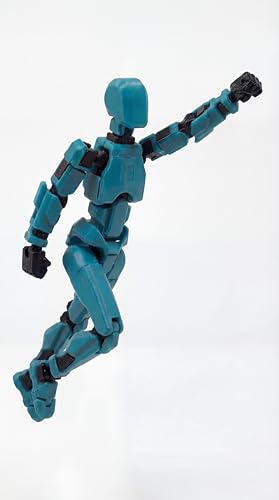 Image of VAALI Dummy 13 Action Figure Fully Assembled T13 Articulated Robot Toy with 12 Accessories (Swords Guns Extra Hands) 3D Printed Poseable Desktop Figure for Stop Motion Artists Gamers 5.4 inch (Teal Blue)