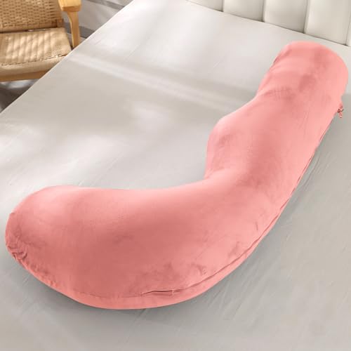 BATTOP Pregnancy Pillow for Sleeping,Body Maternity Pillow with Removable Cover,Support for Back,Hips,Legs,Belly for Pregnant Women(Coco Pink)