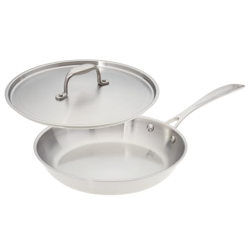 American Kitchen Premium Tri-Ply Stainless Steel Skillet - with Cover, 10 Inch