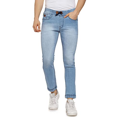 Image of CAHOOT Men's Navy Blue Tapered Dark- Wash Denim Jeans | Stretchable Cotton Mid-Rise Denim Jeans Crafted with Comfort Fit and High Performance for Everyday Wear