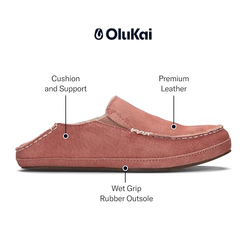 Image of OLUKAI Nohea Slipper, Women's Slip-On Shoes, Genuine Shearling & Premium Nubuck Leather, Drop-In Heel Design, Cozy & Ultra-Soft Comfort Fit