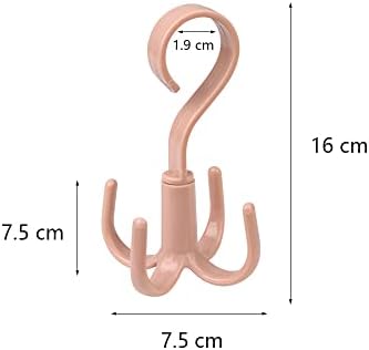 Tie Belt Hanger Hook, 16 Pieces Plastic Rotatable Bag Hanger, 360° Rotating Belt Hook Hanger, Tie Rack Bag Hook, Rotating Handbag Hanger Rack, for Tie, Bag, Scarf, Hats(White, Green, Pink, Blue)