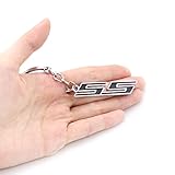 KKY Best 1pc Chrome Red SS Emblem Key Chain Car Metal Key Ring Fob Ring for Camaro Chevy (Silver Black), 2.45'' x 0.45''