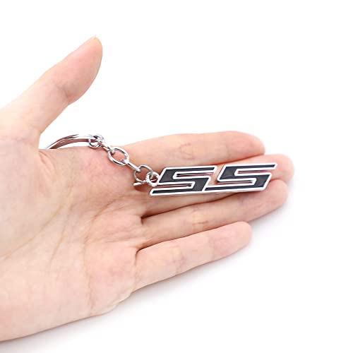 Kky Best 1Pc Chrome Red Ss Emblem Key Chain Car Metal Key Ring Fob Ring For Camaro Chevy (Silver Black), 2.45'' X 0.45'' #TOP20