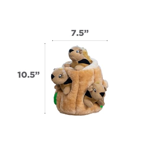 Outward Hound Kyjen 31003 Hide A Squirrel Plüsch Hundespielzeug Quietschspielzeug 4-teilig, Größe Jumbo, Braun