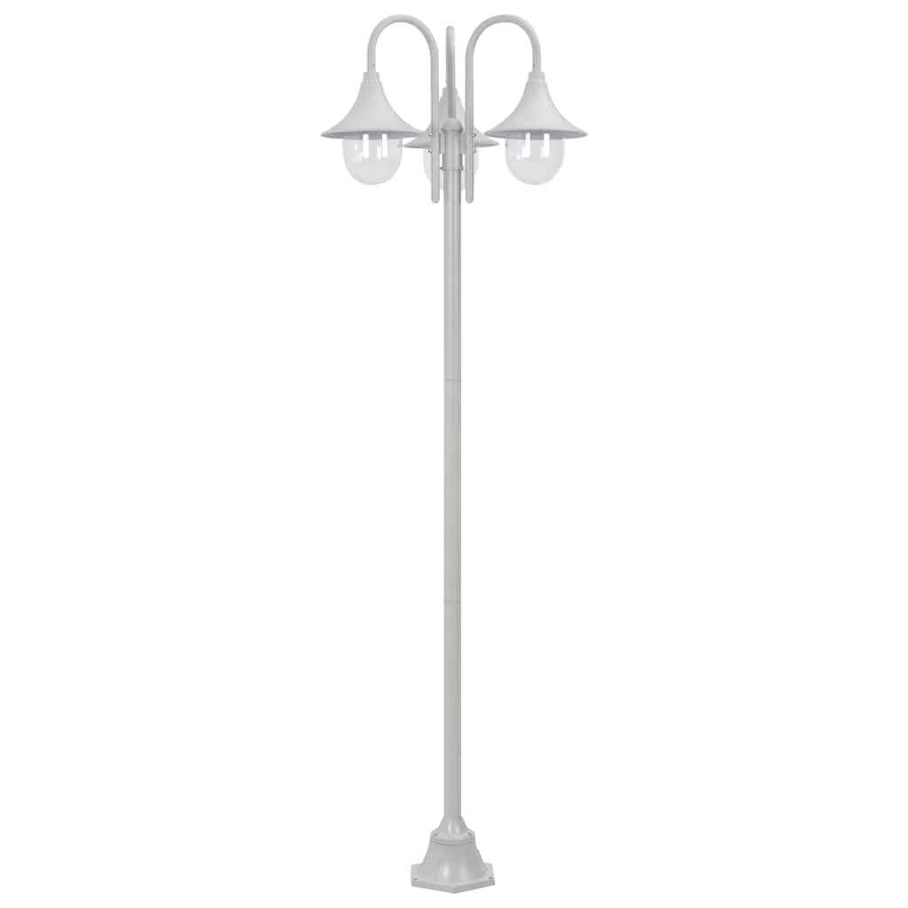 vidaXL Farolas de Jardín con 3 Luces Aluminio Blanca 220 cm Iluminación Patio