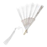 LIFKOME Ventaglio in Pizzo Bianco Ventaglio in Pizzo per Costumi Eleganti Realizzato in Pp e Metallo Resistente e Facile da Trasportare