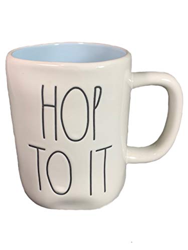 Rae Dunn By Magenta HOP TO IT Ceramic LL Coffee Tea Mug With Blue Interior