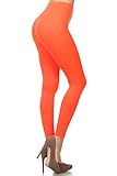 Neon Nation Colored Seamless Leggings Athletic Pants Costume Party Tights Quality (Neon Orange)