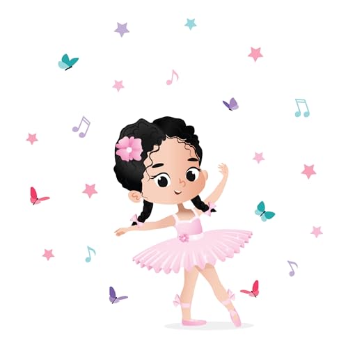 Vinilo decorativo Ballerina pelo oscuro trenzas para habitación infantil