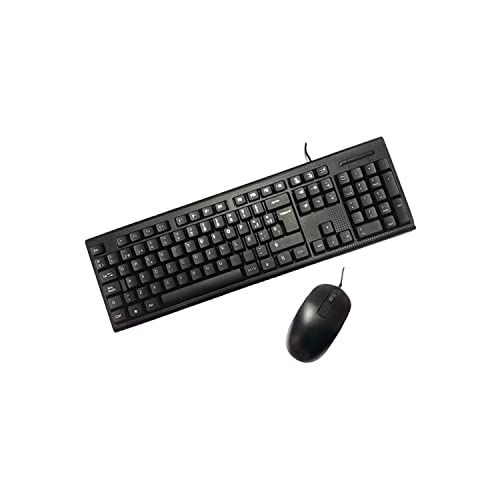 PCCASE PCC-KTR-001 - Kit de Teclado y ratón pc (Membrana, USB, cableado, diseño Fibra de Carbono) QWERTY Español, Color Negro