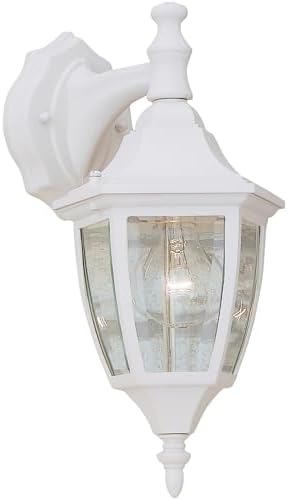 Designers Fountain Waterbury Outdoor Light Fixture, 14.25 Inch Exterior Wall Lantern Sconce for Front Door, Patio and Porch, White, 2461-WH