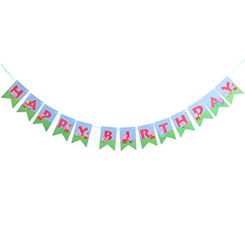 Image of WP WANNA PARTY Peppa Pig and Family Happy Birthday Banner Decoration for Peppa Pig Birthday Party Supplies