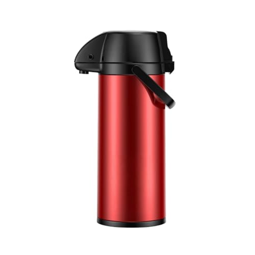 KCNN 空気保温ポット 2.2/2.5リットル 大容量 ステンレス鋼 家庭用 48時間保温 真空断熱 押しボタン式 携帯用 (レッド,2.2L)