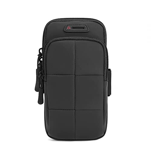 Armtasche, Wasserdicht Handytasche, Doppeltaschen, Verstellbare Handy Sportarmband mit Kopfhörerkabel-Management-Anschluss für Fitnessstudio, Joggen, Fitness, Yoga oder Outdoor-Aktivitäten
