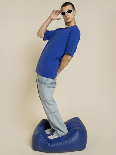 Image of Bewakoof X Streetwear Men's Blue Oversized T-Shirt