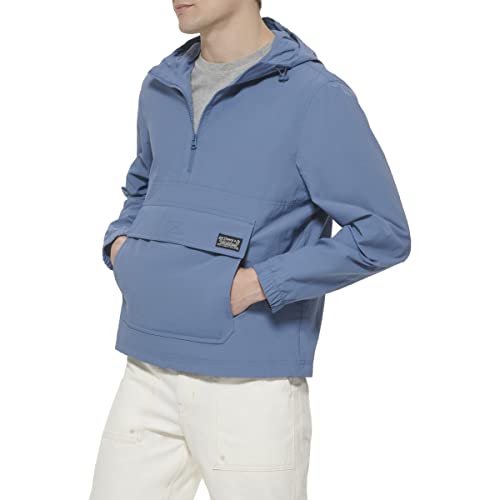 Levi's Men's Lightweight Taslan Hooded Popover Windbreaker Jacket, Blue #TOP2