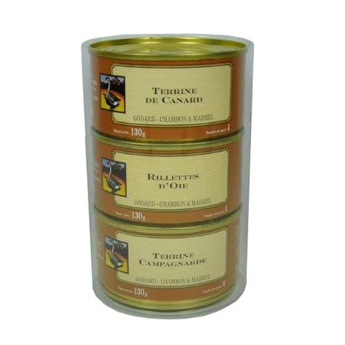 Surtido de Terrinas y Rilletes de Ganso, Pato y Campaña, 3 Cajas de 130 g