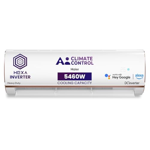 Image of Haier 2 Ton 3 Star AI Climate Control Smart Split AC (6350 Watts, HEXA Inverter, Copper, Wi-Fi, 4-Way, 7 in 1 Convertible, HD Filter, Cools at 60C, 20 mtr Air Throw - HSU24K-PYAIR3BN-INV, 2025 Model)
