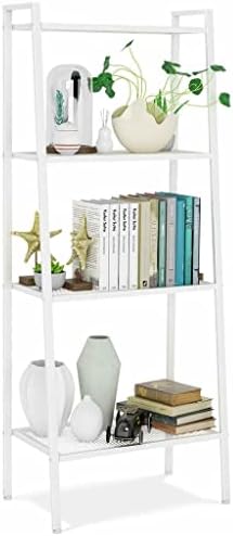 n/a Ladder Shelf 4-Tier Bookshelf Plant Flower Stand Storage Rack Industrial Organizer Modern Shelves Shelving Bookcase (Color : White, Size : 147 * 60 * 35cm)