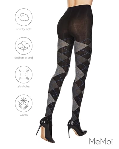 Image of MeMoi Argyle Cotton Sweater Tights for Women, Regular and Plus Size