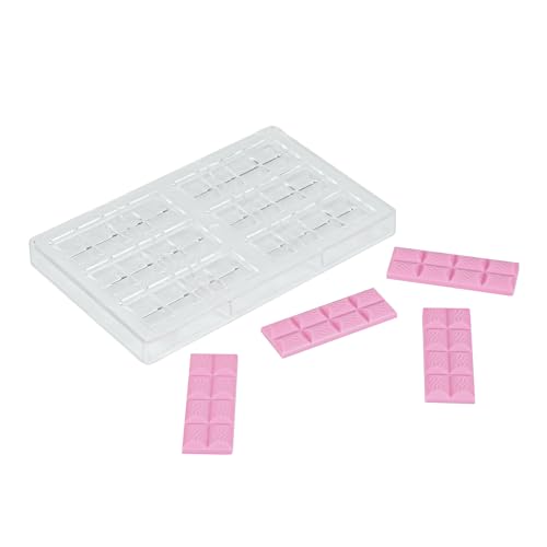 Pastry Tek 10.8 x 6.9 Inch Chocolate Bar Mold, 1 Break-Apart Chocolate Mold - 6 Cavities, Freezable, Clear Polycarbonate Candy Mold, Dishwashable, For Protein and Energy Bars - Restaurantware